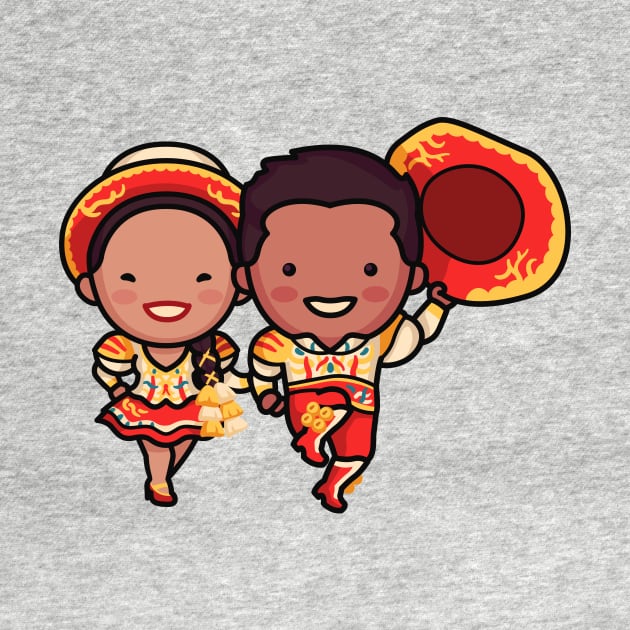 Cute Bolivian Dancer Couple in Traditional Clothing Cartoon by SLAG_Creative